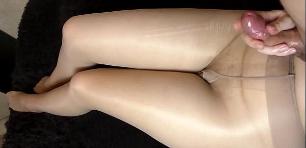 Step sis Teen Handjob - Cum on legs in sexy pantyhose